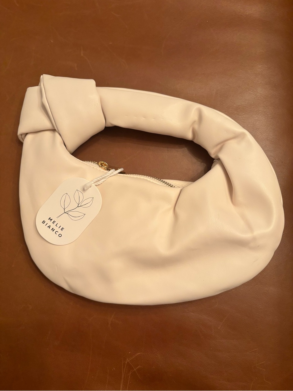 Melie Biiano Soft Knot-Top Shoulder Bag in Cream